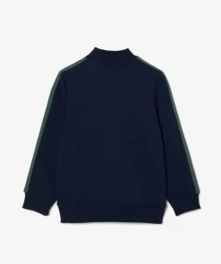 Lacoste Mädchenkleidung>Sweatshirt Aus Bedruckter Baumwolle Mit Stehkragen Navy Blau / Dunkelgrun Lip