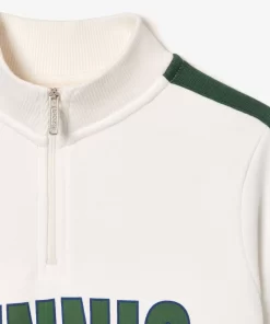 Lacoste Jungenkleidung>Sweatshirt Aus Bedruckter Baumwolle Mit Stehkragen Weis / Dunkelgrun Qci