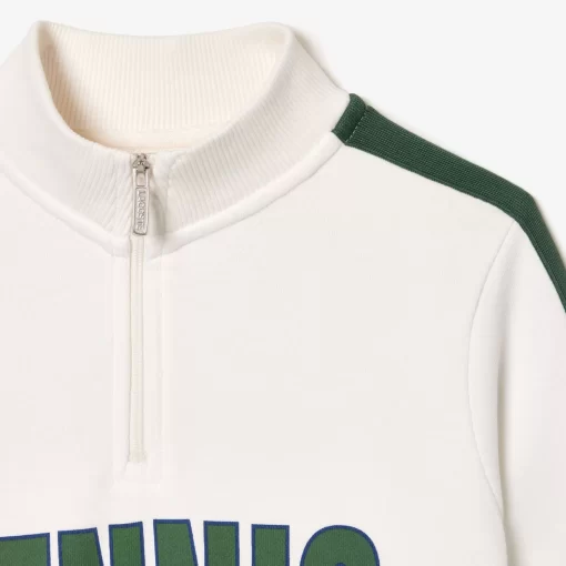 Lacoste Jungenkleidung>Sweatshirt Aus Bedruckter Baumwolle Mit Stehkragen Weis / Dunkelgrun Qci