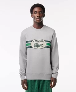 Lacoste Sweatshirts>Sweatshirt Aus Fleece Mit Monogramm-Aufdruck Heidekraut Grau Cca