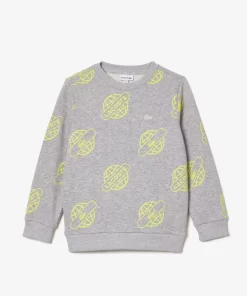 Lacoste Mädchenkleidung>Sweatshirt Mit Kontrast-Aufdruck Heidekraut Grau / Neongelb Hvc