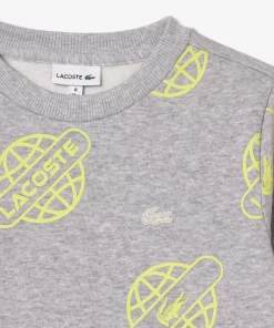 Lacoste Mädchenkleidung>Sweatshirt Mit Kontrast-Aufdruck Heidekraut Grau / Neongelb Hvc