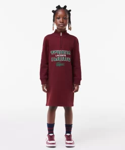 Lacoste Mädchenkleidung>Sweatshirtkleid Aus Bedruckter Baumwolle Burgunder Yup