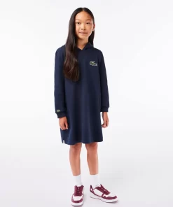 Lacoste Mädchenkleidung>Sweatshirtkleid Mit Kapuze Aus Baumwollfleece Navy Blau 166