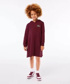 Lacoste Mädchenkleidung>Sweatshirtkleid Mit Kapuze Aus Baumwollfleece Burgunder Yup