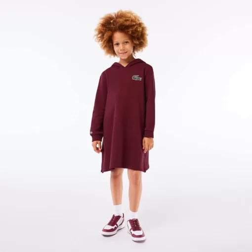 Lacoste Mädchenkleidung>Sweatshirtkleid Mit Kapuze Aus Baumwollfleece Burgunder Yup