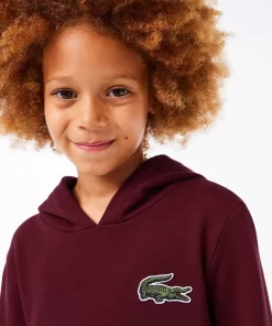 Lacoste Mädchenkleidung>Sweatshirtkleid Mit Kapuze Aus Baumwollfleece Burgunder Yup