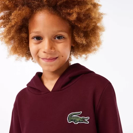 Lacoste Mädchenkleidung>Sweatshirtkleid Mit Kapuze Aus Baumwollfleece Burgunder Yup