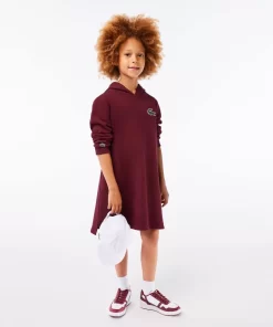 Lacoste Mädchenkleidung>Sweatshirtkleid Mit Kapuze Aus Baumwollfleece Burgunder Yup