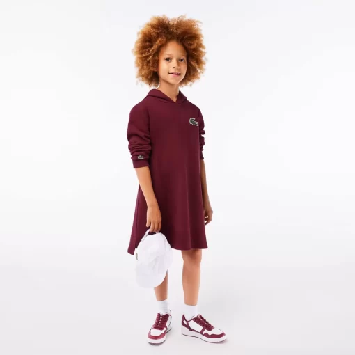 Lacoste Mädchenkleidung>Sweatshirtkleid Mit Kapuze Aus Baumwollfleece Burgunder Yup