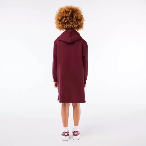 Lacoste Mädchenkleidung>Sweatshirtkleid Mit Kapuze Aus Baumwollfleece Burgunder Yup