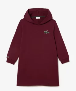 Lacoste Mädchenkleidung>Sweatshirtkleid Mit Kapuze Aus Baumwollfleece Burgunder Yup