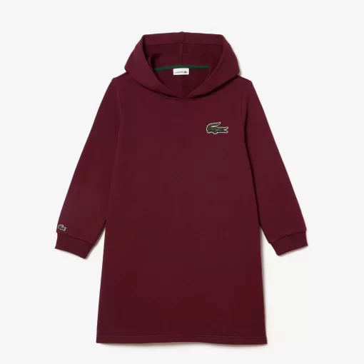 Lacoste Mädchenkleidung>Sweatshirtkleid Mit Kapuze Aus Baumwollfleece Burgunder Yup