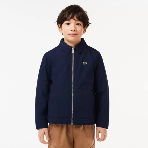 Lacoste Jungenkleidung>Taftjacke Mit Aufnahertasche Navy Blau 166