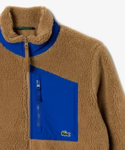 Lacoste Jacken & Mäntel>Teddyjacke Colourblock-Jacke Aus Fleece Braun / Blau Ize