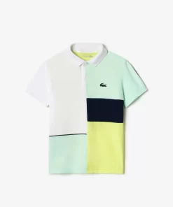 Lacoste Jungenkleidung>Tennis Poloshirt Aus Recyceltem Pique-Strick Weis / Grun / Neongelb / Navy Blau Rif