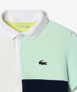 Lacoste Jungenkleidung>Tennis Poloshirt Aus Recyceltem Pique-Strick Weis / Grun / Neongelb / Navy Blau Rif