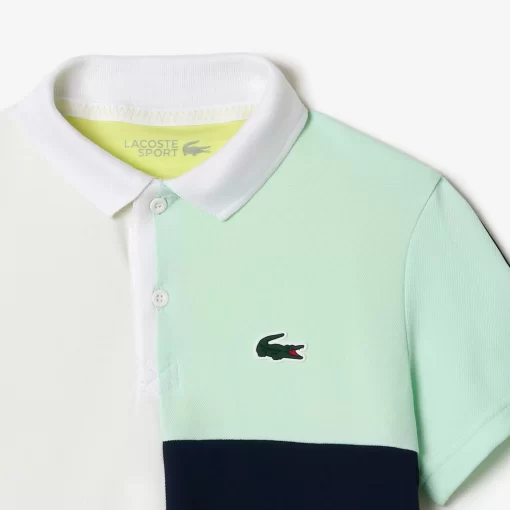 Lacoste Jungenkleidung>Tennis Poloshirt Aus Recyceltem Pique-Strick Weis / Grun / Neongelb / Navy Blau Rif