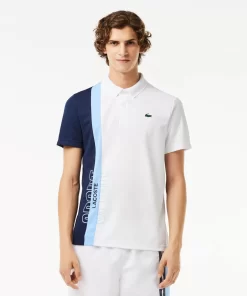 Lacoste Tennis>Tennis Poloshirt Aus Recyceltem Strick-Gewebe Weis / Navy Blau / Blau Lui