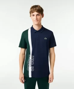 Lacoste Tennis>Tennis Poloshirt Aus Recyceltem Strick-Gewebe Navy Blau / Grun / Weis N87