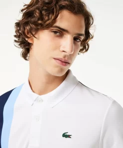 Lacoste Tennis>Tennis Poloshirt Aus Recyceltem Strick-Gewebe Weis / Navy Blau / Blau Lui