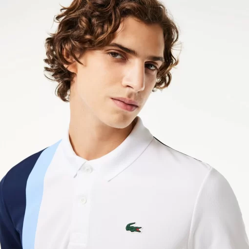 Lacoste Tennis>Tennis Poloshirt Aus Recyceltem Strick-Gewebe Weis / Navy Blau / Blau Lui