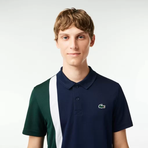 Lacoste Tennis>Tennis Poloshirt Aus Recyceltem Strick-Gewebe Navy Blau / Grun / Weis N87