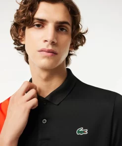 Lacoste Tennis>Tennis Poloshirt Aus Recyceltem Strick-Gewebe Schwarz / Orange / Weis Liz