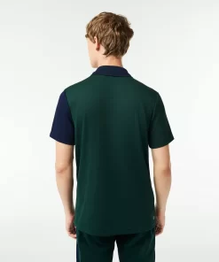 Lacoste Tennis>Tennis Poloshirt Aus Recyceltem Strick-Gewebe Navy Blau / Grun / Weis N87