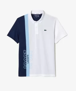 Lacoste Tennis>Tennis Poloshirt Aus Recyceltem Strick-Gewebe Weis / Navy Blau / Blau Lui