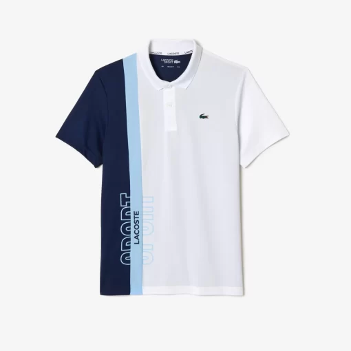 Lacoste Tennis>Tennis Poloshirt Aus Recyceltem Strick-Gewebe Weis / Navy Blau / Blau Lui