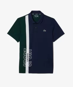 Lacoste Tennis>Tennis Poloshirt Aus Recyceltem Strick-Gewebe Navy Blau / Grun / Weis N87