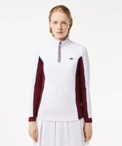 Lacoste Tennis>Tennis Sweatshirt Mit Kontrast-Armeln Weis / Burgunder Niy