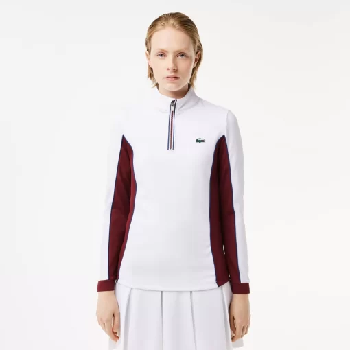 Lacoste Tennis>Tennis Sweatshirt Mit Kontrast-Armeln Weis / Burgunder Niy