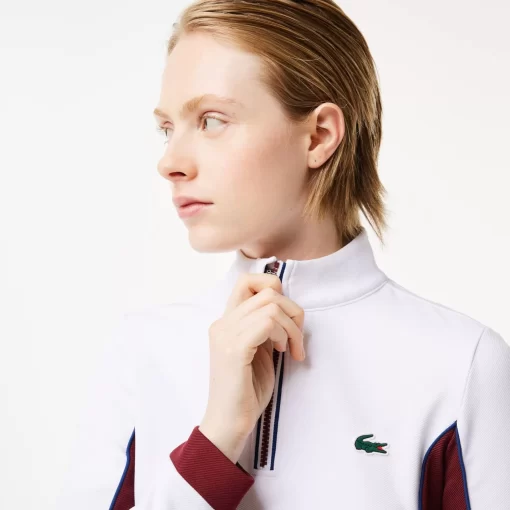 Lacoste Tennis>Tennis Sweatshirt Mit Kontrast-Armeln Weis / Burgunder Niy