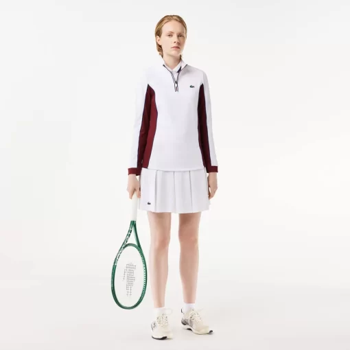 Lacoste Tennis>Tennis Sweatshirt Mit Kontrast-Armeln Weis / Burgunder Niy