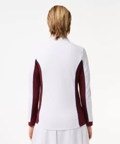 Lacoste Tennis>Tennis Sweatshirt Mit Kontrast-Armeln Weis / Burgunder Niy