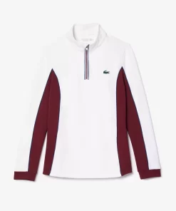 Lacoste Tennis>Tennis Sweatshirt Mit Kontrast-Armeln Weis / Burgunder Niy