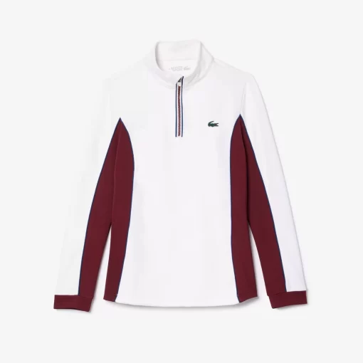 Lacoste Tennis>Tennis Sweatshirt Mit Kontrast-Armeln Weis / Burgunder Niy