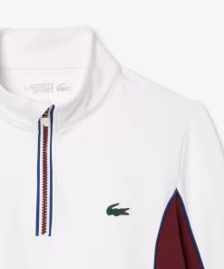 Lacoste Tennis>Tennis Sweatshirt Mit Kontrast-Armeln Weis / Burgunder Niy