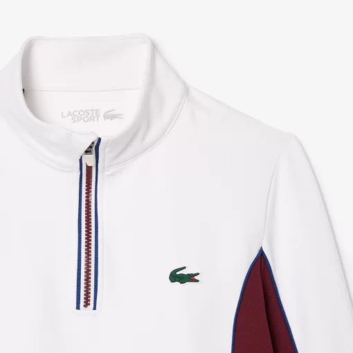 Lacoste Tennis>Tennis Sweatshirt Mit Kontrast-Armeln Weis / Burgunder Niy