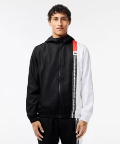 Lacoste Tennis>Tennisjacke Aus Recycelten Fasern Schwarz / Weis / Orange Lji