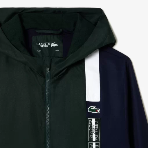 Lacoste Tennis>Tennisjacke Aus Recycelten Fasern Grun / Navy Blau / Weis 7Up