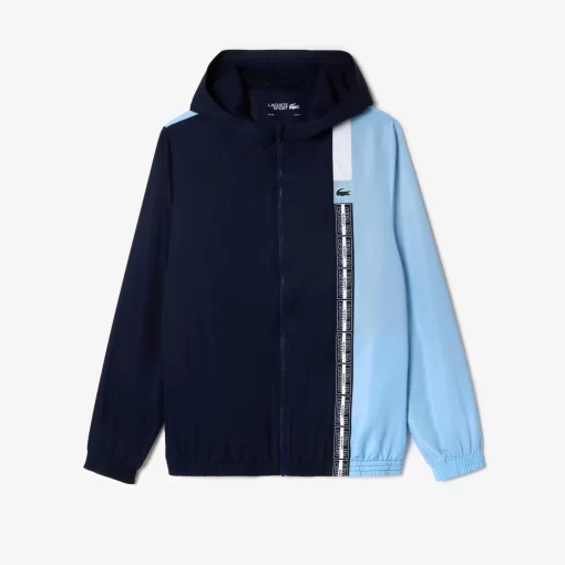 Lacoste Tennis>Tennisjacke Aus Recycelten Fasern Navy Blau / Blau / Weis Lli