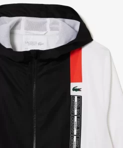 Lacoste Tennis>Tennisjacke Aus Recycelten Fasern Schwarz / Weis / Orange Lji