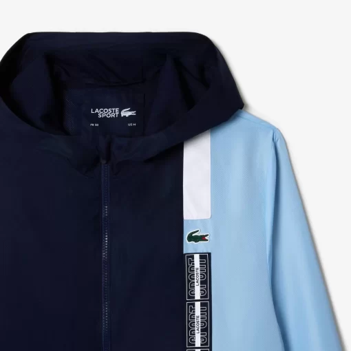 Lacoste Tennis>Tennisjacke Aus Recycelten Fasern Navy Blau / Blau / Weis Lli