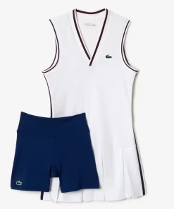 Lacoste Tennis>Tenniskleid Mit Abnehmbaren Pique-Shorts Weis / Navy Blau Bed