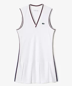 Lacoste Tennis>Tenniskleid Mit Abnehmbaren Pique-Shorts Weis / Navy Blau Bed