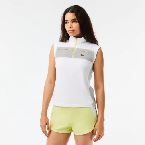 Lacoste Tennis>Tennis-Poloshirt Aus Ultra-Dry Kontrast-Ripstop-Pique Weis / Grau Liw