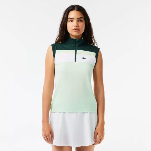 Lacoste Tennis>Tennis-Poloshirt Aus Ultra-Dry Kontrast-Ripstop-Pique Grun / Weis Pi5